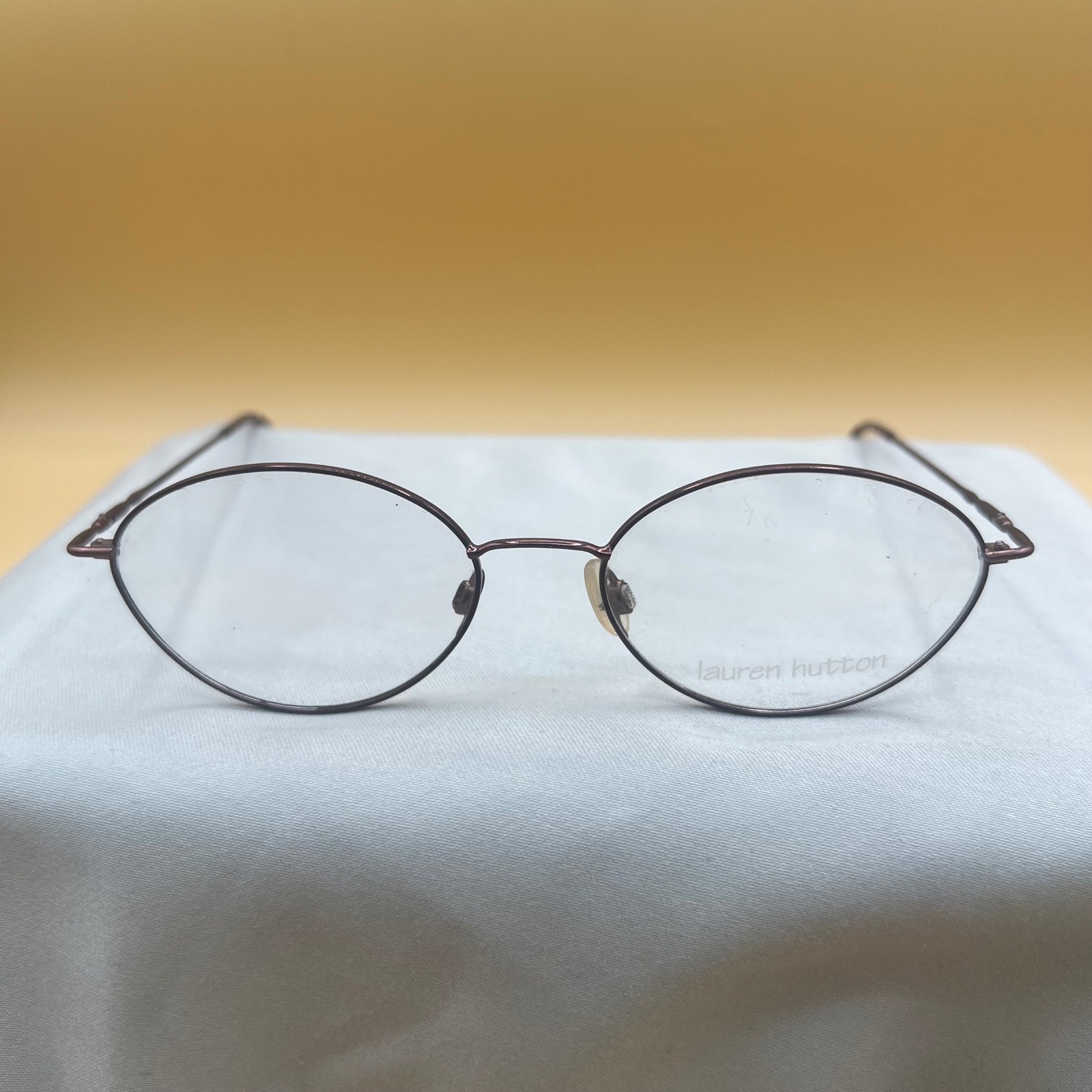 Lauren Hutton Rosette L068 Oval Eyeglass Frames Burgundy Metal 53-17-135 Womens